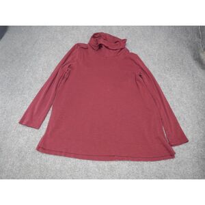 J. Jill Pima‎ Cotton-Neck Tunic Women's Large Red Long Sleeve Mock Neck